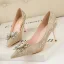 Charming Champagne Rhinestone Butterfly Evening Party Pumps High Heels 2022 7 cm Stiletto Heels Pointed Toe Pumps