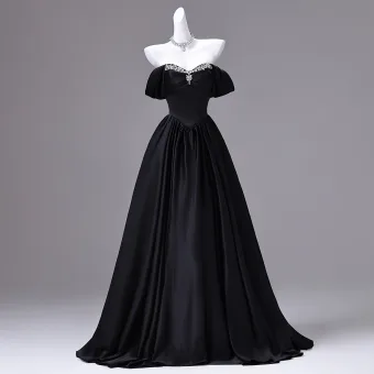 Audrey Hepburn Style Black Rhinestone Prom Dresses 2026 A Line Princess Sleeveless Backless