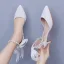 Élégant Blanche Perle Bride Cheville Noeud Chaussure De Mariée 2024 5 cm Talons Aiguilles À Bout Pointu Mariage Talons Hauts