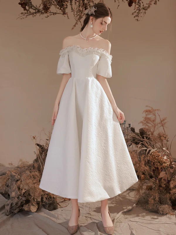 ivory dress for graduation Ivory White Floral Corset Midi Dress main image 1