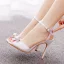 Sexy White Pearl Ankle Strap Evening Party Womens Sandals 2023 10 cm Stiletto Heels Open / Peep Toe Sandals High Heels