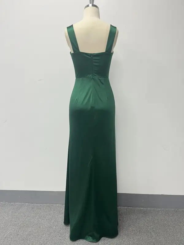 macy's dark green dress Macy Lace Up Slim Glitter Satin Formal Dress main image 1