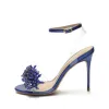 Sexy Royal Blue Evening Party Womens Sandals 2022 Ankle Strap 10 cm Stiletto Heels Open / Peep Toe Sandals High Heels