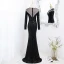 Charmant Scintillantes Noire Faux Diamant Paillettes Robe De Soirée 2022 Trompette / Sirène Encolure Dégagée Manches Longues Train De Balayage Soirée Robe De Ceremonie