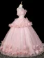 Flower Fairy Blushing Pink Appliques Beading Prom Dresses 2026 Ball Gown Off-The-Shoulder Sleeveless Backless Floor-Length / Long Formal Dresses