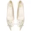 Chic / Beautiful Ivory Satin Pearl Flower Wedding Pumps 2022 Leather 8 cm Stiletto Heels Pointed Toe Pumps High Heels