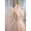 Chic / Beautiful Champagne Sequins Prom Dresses Square Neckline 2023 A-Line / Princess Puffy Short Sleeve Backless Floor-Length / Long Prom Formal Dresses