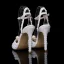 Sexy White Pearl Rhinestone Wedding Shoes 2023 Ankle Strap 11 cm Stiletto Heels Open / Peep Toe Wedding Sandals High Heels