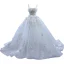 High-end White Beading Pearl Sequins Lace Flower Appliques Wedding Dresses 2023 Ball Gown Spaghetti Straps Sleeveless Backless Court Train Wedding