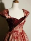 Elegant Burgundy Beading Sequins Prom Dresses 2023 A-Line / Princess Square Neckline Short Sleeve Backless Floor-Length / Long Prom Formal Dresses