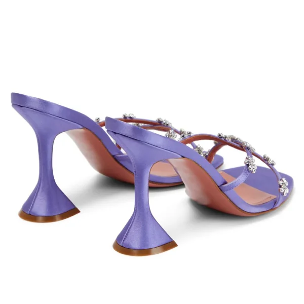 Sexy Lavender Cocktail Party Evening Party Rhinestone Womens Sandals 2023 Satin 9 cm Stiletto Heels Open / Peep Toe Sandals High Heels