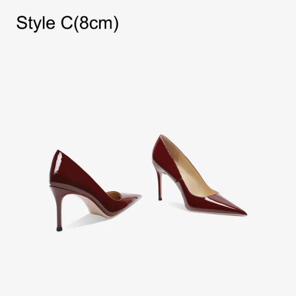 Sexy Burgunderrot Abend Lackleder Pumps 2023 Leder 12 cm Stilettos Spitzschuh Pumps Hochhackige