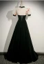Chinese style Black Pearl Flower Velvet Prom Dresses Cheongsam 2023 A-Line / Princess High Neck Short Sleeve Backless Floor-Length / Long Prom Formal Dresses