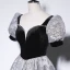 Élégant Noire Impression Robe De Bal 2022 Princesse Encolure Carrée Manches Courtes Dos Nu Longue Promo Robe De Ceremonie
