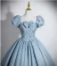 Élégant Bleu Ciel Noeud Robe De Bal 2026 Robe Boule Encolure Carrée Gonflée Manches Courtes Dos Nu Longue Robe De Ceremonie