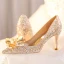 Cinderella Gold Crystal Wedding Shoes 2023 Leather 8 cm Stiletto Heels Pointed Toe Wedding Pumps High Heels
