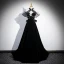 Chic / Beautiful Black Beading Rhinestone Velvet Prom Dresses 2024 Ball Gown Halter Sleeveless Backless Bow Floor-Length / Long Prom Formal Dresses