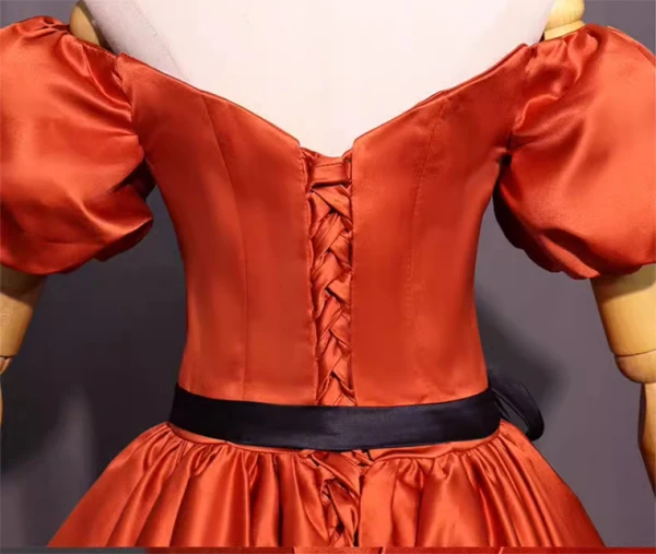 Elegant Orange Satin Prom Dresses 2024 A-Line / Princess Off-The-Shoulder Short Sleeve Backless Bow Sash Floor-Length / Long Prom Formal Dresses