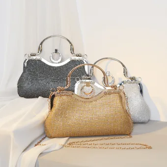 Vintage Retro Gold Rhinestone Prom Clutch Bags 2023