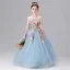 Flower Fairy Sky Blue Sequins Lace Flower Appliques Birthday Flower Girl Dresses 2025 Ball Gown Scoop Neck Sleeveless Floor-Length / Long
