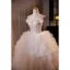 Leichtes Weiß Applikationen Fallende Rüsche Brautkleider / Hochzeitskleider 2024 Ballkleid Bandeau Ärmellos Rückenfreies Lange Hochzeit