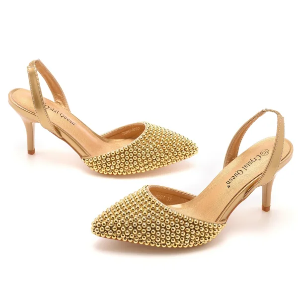 Charming White Pearl Wedding Shoes 2023 7 cm Stiletto Heels Pointed Toe Wedding Sandals High Heels
