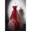 High-end Burgundy Beading Appliques Prom Dresses 2024 A-Line / Princess Strapless Sleeveless Backless Floor-Length / Long Prom Formal Dresses