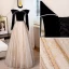 Charming Black Star Sequins Evening Dresses 2023 A-Line / Princess Pearl Off-The-Shoulder Long Sleeve Backless Floor-Length / Long Evening Party Formal Dresses