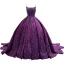 Vintage / Retro High-end Purple Beading Flower Lace Prom Dresses 2022 Ball Gown Spaghetti Straps Sleeveless Backless Court Train Prom Formal Dresses