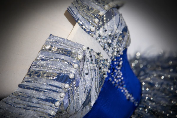 Vintage / Retro Bling Bling Navy Blue Beading Sequins Tassel Prom Dresses Ball Gown 2023 Off-The-Shoulder Sleeveless Backless Floor-Length / Long Prom Formal Dresses