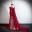 Sexy Burgundy Evening Dresses 2025 Trumpet / Mermaid Strapless Sleeveless Backless Sweep Train Formal Dresses