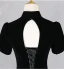 Elegant Black Rhinestone Prom Dresses 2024 A-Line / Princess High Neck Short Sleeve Backless Floor-Length / Long Prom Formal Dresses