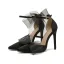 Sexy Black Summer Evening Party Bow Womens Shoes 2022 11 cm Stiletto Heels Ankle Strap Pointed Toe Womens Shoes High Heels