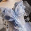 Charming Sky Blue Glitter Pearl Appliques Prom Dresses 2023 Ball Gown Off-The-Shoulder Sleeveless Backless Floor-Length / Long Prom Formal Dresses