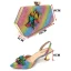 Charming Rainbow Multi-Colors Rhinestone Flower Evening Party Womens Sandals Clutch Bags 2023 6 cm Stiletto Heels Pointed Toe Sandals High Heels Clutch Bags