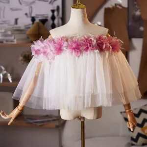 Chic Beautiful White Appliques Prom Shawl 2025 Tulle