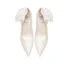 Élégant Ivoire Perle Fleur Satin Chaussure De Mariée 2022 Cuir 8 cm Talons Aiguilles À Bout Pointu Mariage Escarpins Talons Hauts