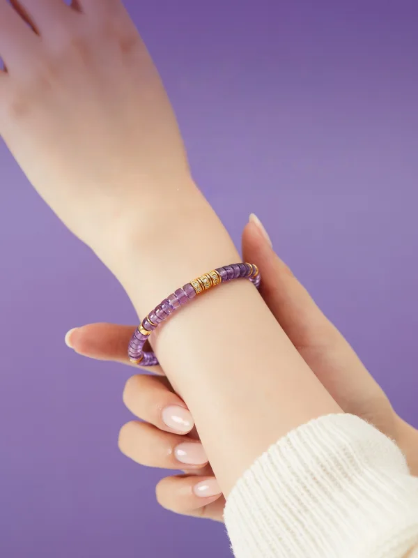 Fantastiske / Unike Purple Håndlaget Amethyst Armbånd Tilbehør 2025
