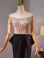 Charmant Rosa Perlenstickerei Strass Pailletten Abendkleider 2024 Meerjungfrau Bandeau Ärmellos Rückenfreies Sweep / Pinsel Zug Ball Festliche Kleider