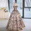 Vintage Champagner Blumen Ballkleider Ballkleid 2023 Bandeau Ärmellos Rückenfreies Lange Ball Festliche Kleider