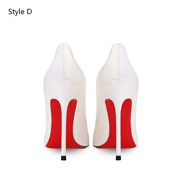 Schöne Weiß Abend Leder Pumps 2026 12 cm Stilettos Spitzschuh Pumps Hochhackige