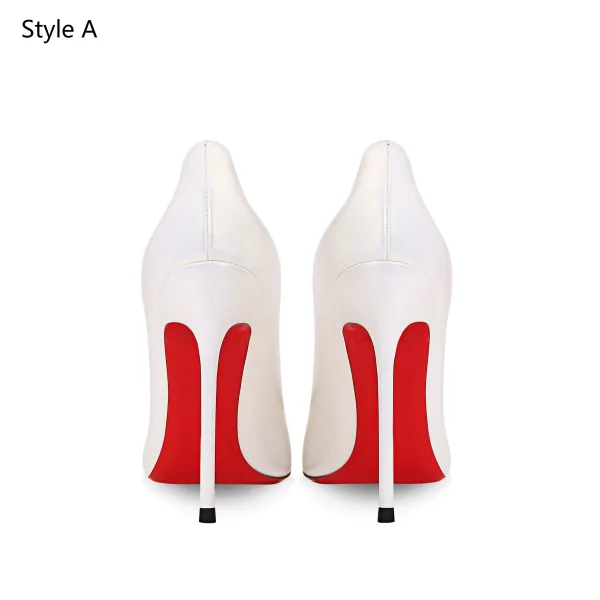 Schöne Weiß Abend Pumps 2026 Leder 12 cm Stilettos Spitzschuh Pumps Hochhackige
