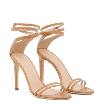 Mode Marron Vêtement De Rue Été Sandales Femme 2022 Bride Cheville 11 Cm Talons Aiguilles Peep Toes Bout Ouvert Sandales Talons Hauts