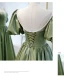 Vintage / Retro Sage Green Princess Prom Dresses 2021 Crossed Straps Backless Beading Pearl Floor-Length / Long Satin Scoop Neck Dancing Homecoming Short Sleeve Evening Dresses