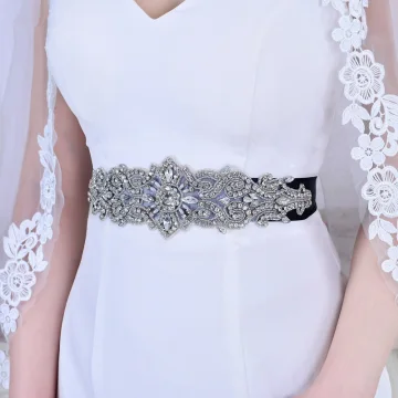Piękne Czarne Rhinestone Ślub Paski 2023