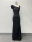 Sexy Black Trumpet / Mermaid Prom Dresses 2024 Square Neckline Sleeveless Floor-Length / Long Prom Formal Dresses