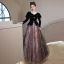 Chic / Belle Noire Robe De Bal 2023 Princesse Encolure Carrée Faux Diamant Noeud Manches Longues Dos Nu Longue Promo Robe De Ceremonie