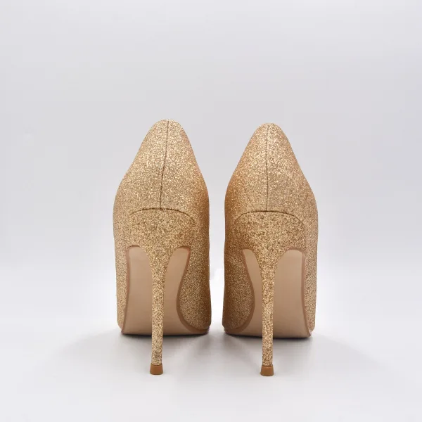 Sparkly Gold Beading Flower Sequins Wedding Shoes 2022 Leather 10 cm Stiletto Heels Pointed Toe Wedding Pumps High Heels