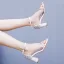 Sexy Weiß Strass Knöchelriemen Brautschuhe 2025 7 cm Stilettos Peeptoes Hochzeit Sandaletten Hochhackige
