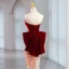Sexy Bordeaux Paillettes Robe De Soirée 2023 Trompette / Sirène Bustier Sans Manches Dos Nu Noeud Train De Balayage Soirée Robe De Ceremonie